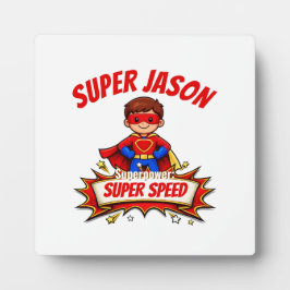 Placa Expositora Nombre de superhéroe personalizado para niños y su
