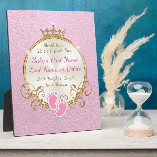 Placa Expositora Nombre del bebé Fecha y hora de nacimiento Plaque  (Lado)