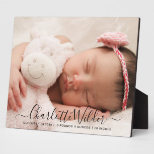 Placa Expositora Nombre del guión Foto del bebé Estadísticas de nac