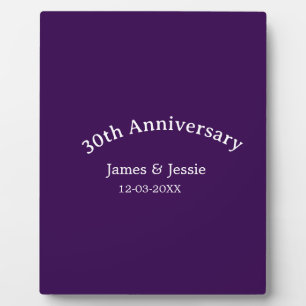 Placa Expositora nombre fecha aniversario de bodas 30 años simple p