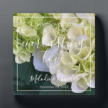 Placa Expositora Nombre personalizado Biblia floral Verso amor eter<br><div class="desc">Puedes añadir un nombre o nombres a este magnífico y elegante Rótulo blanco y verde claro de la hortena Biblia Verse. Todo el texto puede ser cambiado o personalizado a sus propios nombres, fechas y texto para un hermoso y elegante signo. "Te he amado con un amor eterno" está escrito...</div>
