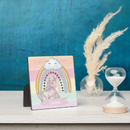 Placa Expositora 🦄 nombre personalizado de Chica de unicornio arco