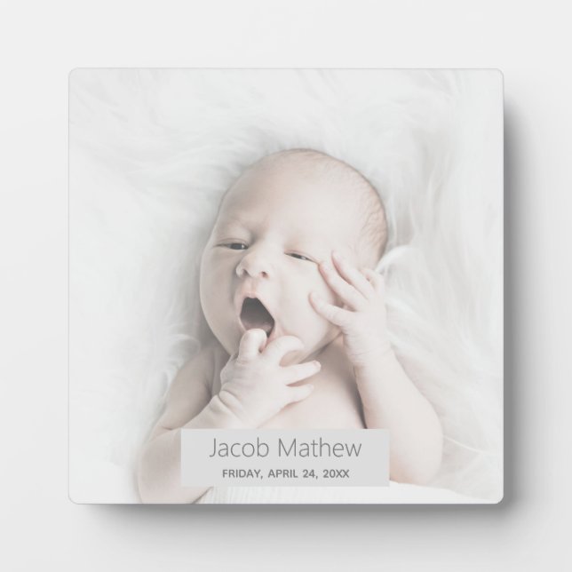Placa Expositora Nombre personalizado de moda foto de bebé (Frente)