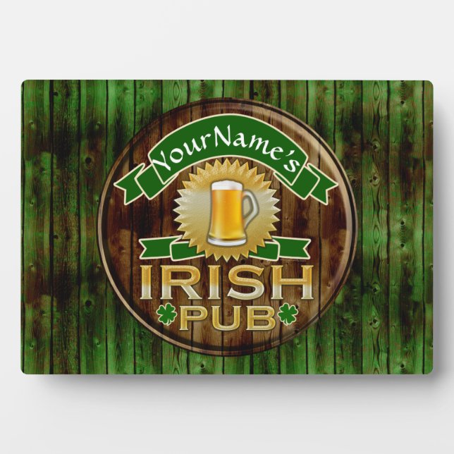 Placa Expositora Nombre personalizado: Rótulo de pub irlandés St. P (Frente)