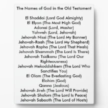 Nombres de Dios 8 x 10 Plaque de la foto de la mes
