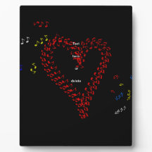 Nombres de notas musicales de corazón rojo