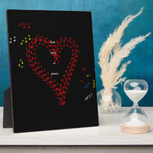 Placa Expositora Nombres de notas musicales de corazón rojo