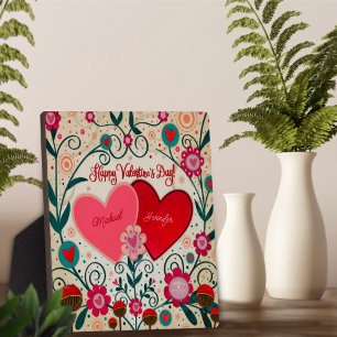 Placa Expositora Nombres personalizados de San Valentín de corazón 