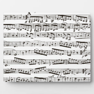 Placa Expositora Notas musicales en blanco y negro