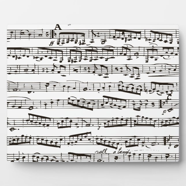 Placa Expositora Notas musicales en blanco y negro (Frente)