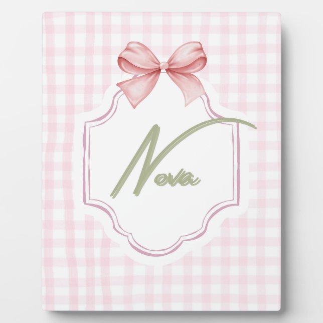 Placa Expositora Nova Baby Nursery Personalizado Bow&Gingham (Frente)