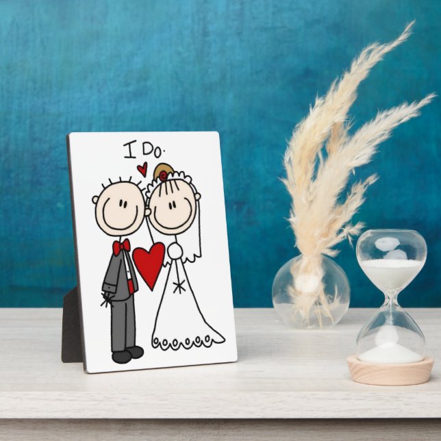 Placa Expositora Novia y Groom Stick Figures Boda (Lado)