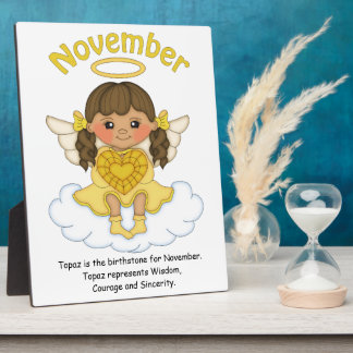 Placa Expositora Noviembre Birthstone Angel Brunette Plaque