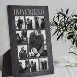 Placa Expositora Novio juntos por siempre Collage de fotos Plaque<br><div class="desc">Los recuerdos hacen los mejores regalos, a los novios les encantará esta moderna y reflexiva placa de collage de fotos, para día de San Valentín, cumpleaños, aniversario y cualquier otra ocasión especial. La placa contiene 9 fotos, el texto de la plantilla 'BOYFRIEND, FOREVER JUNTOS', sobre un fondo de efecto tiza,...</div>