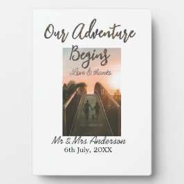 Placa Expositora Nuestra aventura comienza foto de pareja amor y gr