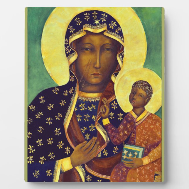 Placa Expositora Nuestra dama de Czestochowa Icono de la Madona Neg (Frente)