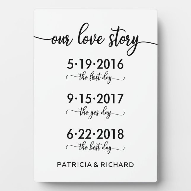 Placa Expositora Nuestra Historia de Amor Fechas Especiales Cronolo (Frente)