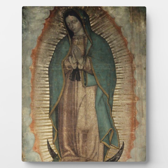 Placa Expositora Nuestra Señora de Guadalupe imagen original bendec (Frente)
