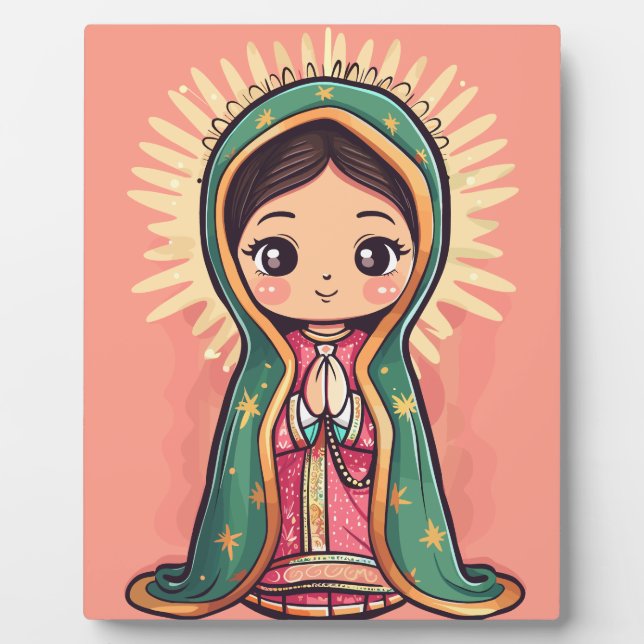 Placa Expositora Nuestra Señora de Guadalupe lindo estilo kawaii (Frente)