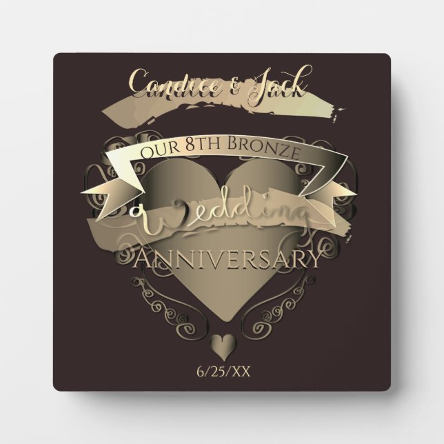 Placa Expositora "Nuestro octavo aniversario Boda de bronce" (Frente)