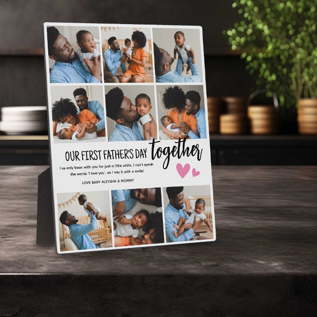 Placa Expositora ¡Nuestro primer Día del Padre Juntos! Collage de f (Subido por el creador)