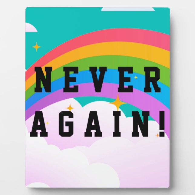 PLACA EXPOSITORA NUNCA MÁS (Frente)