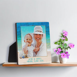 Placa Expositora Ocean Background Seashells Standing Photo Frame