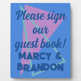 Placa Expositora Ochenta pasteles sobre el libro de invitados Blue 