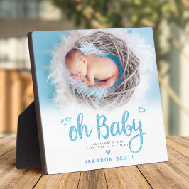 Placa Expositora "Oh Baby" Moda Sweet Boy Nacimiento Foto Blue Keep