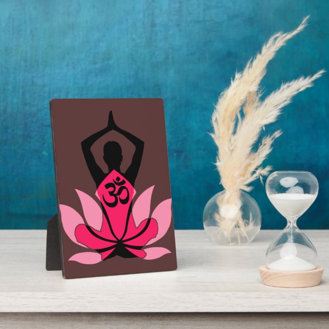 Placa Expositora OM Namaste Espiritual Lotus Flower Yoga en Umber (Lado)