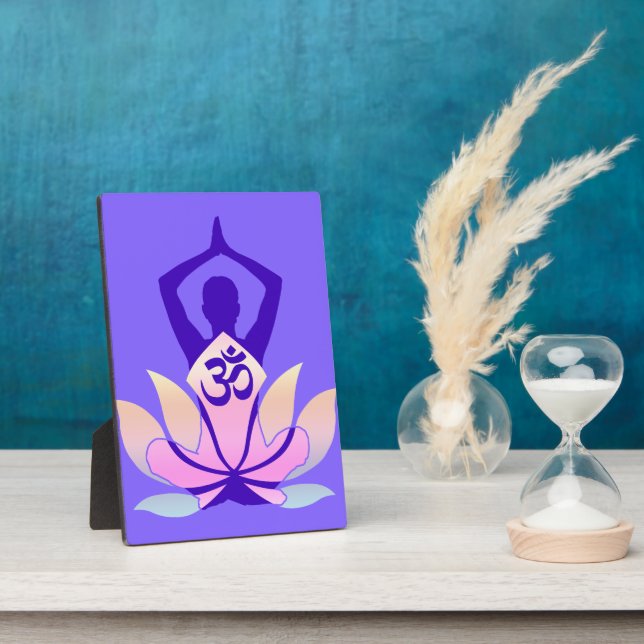 Placa Expositora OM Namaste Spiritual Lotus Flower Yoga en malva (Lado)