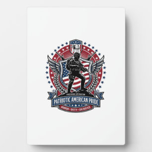 Placa Expositora Operador de Libertad Patriótica Silueta Militar In