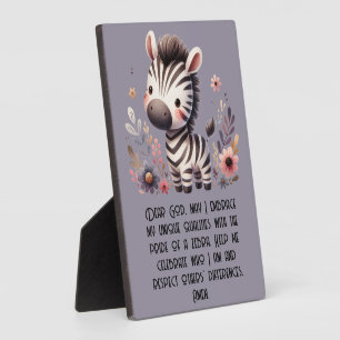 Placa Expositora Oración cristiana de niños cebra de Woodland sobre