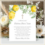 Placa Expositora Oración de bautismo de flores amarillas<br><div class="desc">Una hermosa placa de oración del bautismo con flores de color acuarela de bonito amarillo. Listo para una fácil personalización.</div>