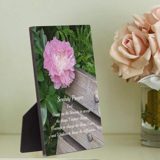 Placa Expositora Oración de serenidad Pink Peony Floral (In Situ)
