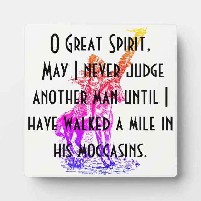 Placa Expositora Oración Nativa Americana "O Great Spirit" (Frente)