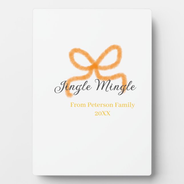 Placa Expositora Orange bow jingle Mingle retro boho family namdate (Frente)