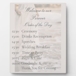 Placa Expositora Orden del Día de Boda en la Playa Costera Romántic