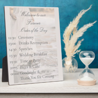 Placa Expositora Orden del Día de Boda en la Playa Costera Romántic