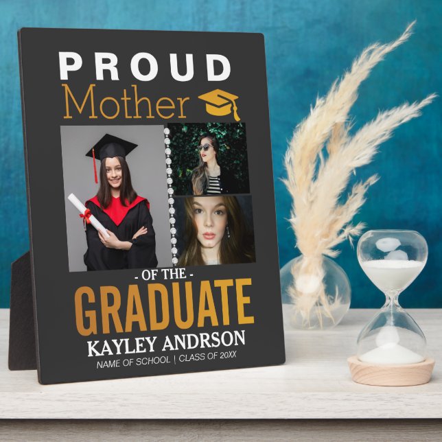 Placa Expositora Orgullosa madre del graduado 3 fotos (Lado)