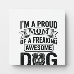 Placa Expositora Orgullosa Mamá Perro Diseño Vectorial de Grabado V