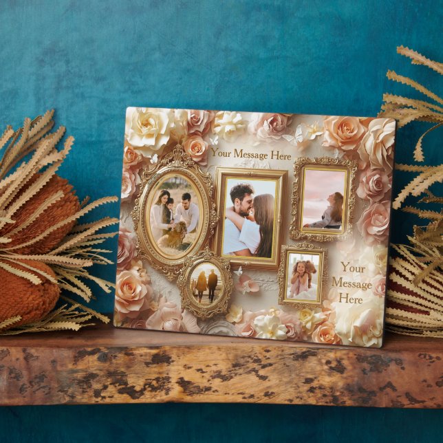 Placa Expositora Ornate Floral Frames with Soft Gold Botanical Glow (Lado)