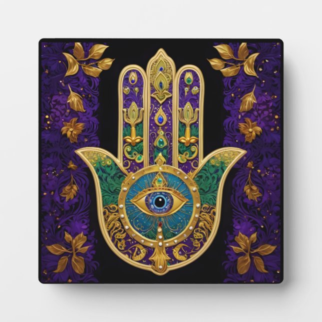Placa Expositora Ornate Gold Third Eye Hamsa (Frente)