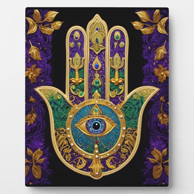 Placa Expositora Ornate Gold Third Eye Hamsa (Frente)