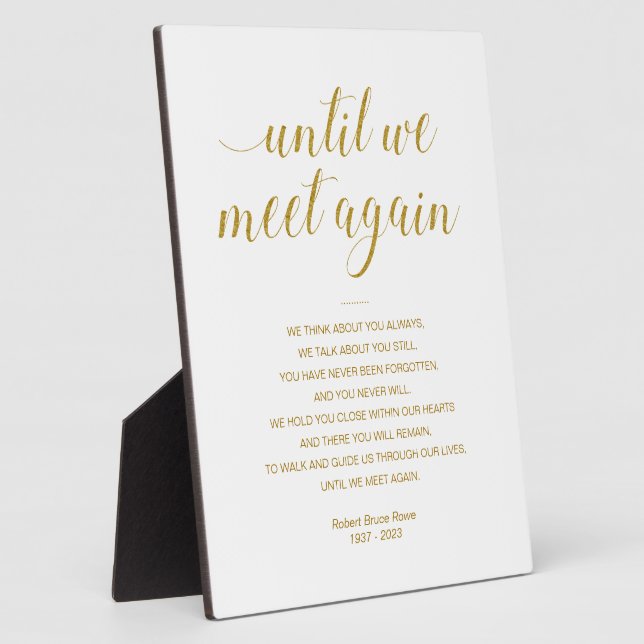 Placa Expositora Oro hasta que volvamos a conocer poema conmemorati (Lado)