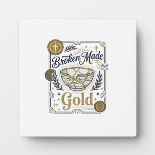 Placa Expositora Oro Roto Hecho Jesús Kintsugi Loza Rota Cr