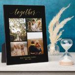 Placa Expositora Oro y negro | Collage de fotos de regalo familiar<br><div class="desc">Captura tus momentos especiales con esta placa fotográfica moderna. Esta placa de collage de fotos muestra un guión dorado elegante " junto con un fondo negro. Personalice las fotos y el texto. Un personalizado único para la pareja, la familia o el El día de San Valentín. Hay más regalos de...</div>