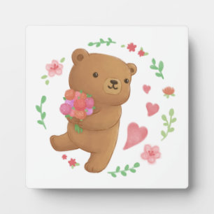 Placa Expositora Oso de peluche con flores
