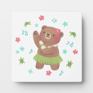 Placa Expositora Oso de peluche en el Ilustracion de Hawái