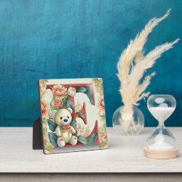Placa Expositora Oso de peluche floral letra E